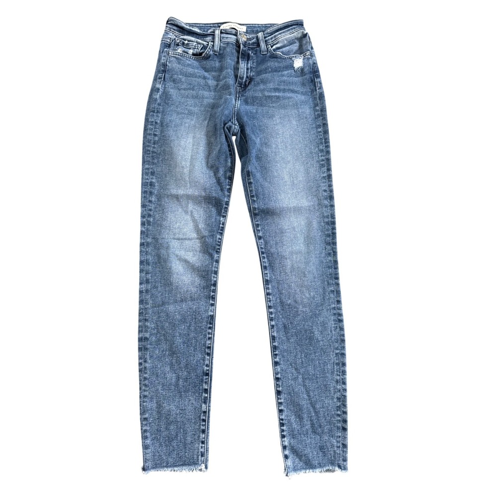 Flying Monkey High Rise Distressed Skinny Jeans Blue Raw‎ Hem Womens 25 Normcore